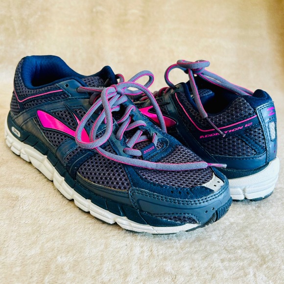 Brooks Womens Size 8 D Wide Addiction 12 Running Shoes Ombre Blue Fuchsia Purple - Picture 1 of 11